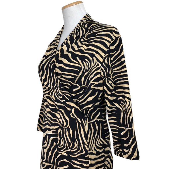 J McLaughlin Tiger Print Dress NWT 3/4 Sleeve V Neck Wrap Stretch Knit $228 RV M - Picture 4 of 5